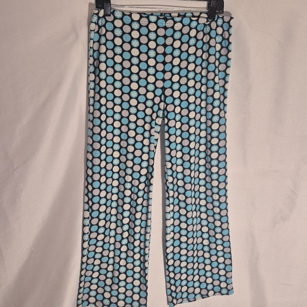 Pajama/ lounge pants circular design in black-turquoise-grey- white, 34" waist